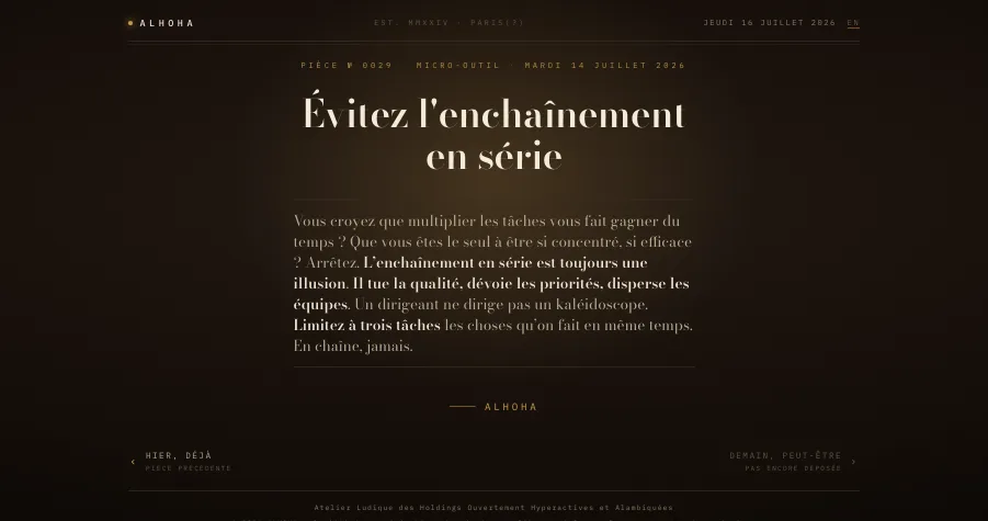 Page d'accueil du site ALHOHA
