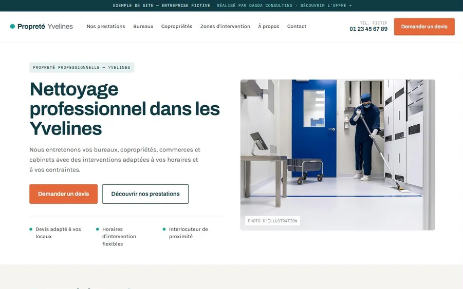 Aperçu de la démo : Entreprise de nettoyage généraliste